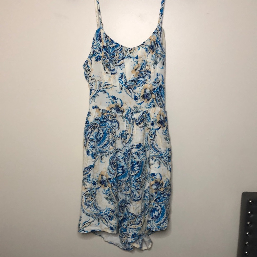 Women’s blue paisley print romper